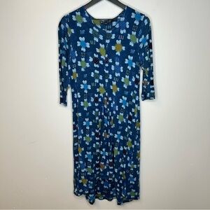 Gudrun Sjoden‎ Blue Floral Artsy Midi Dress Size L